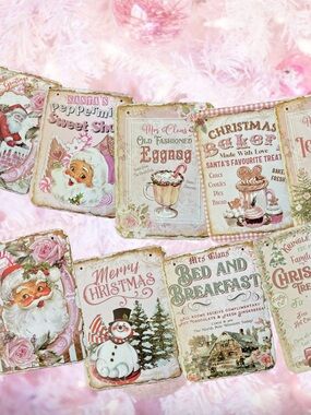 Pink Christmas Decorations
Vintage Style Santa Claus Banner Merry Christmas